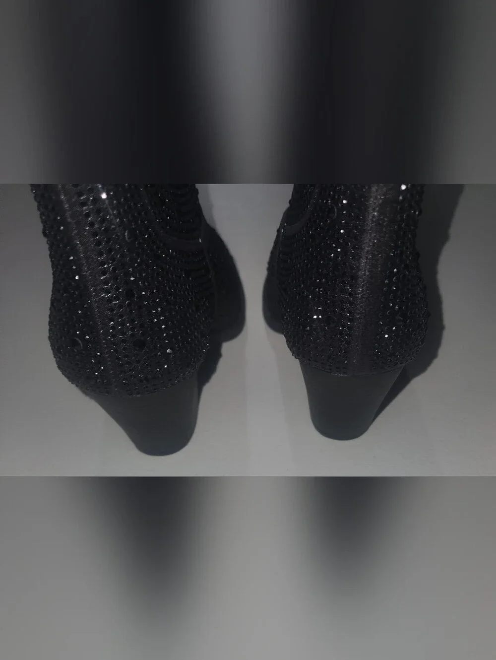 Shein Black Pointed Toe Ankle Boots with Sparkle Accents Si,e 7.5